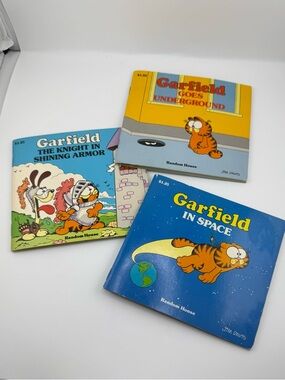 Vintage Garfield Children's Book Set - Blue, Yellow, Turquoise Covers